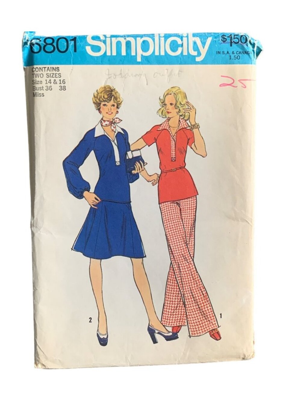 Simplicity 6801 Misses Shirt Skirt Pant Pattern Size 14-16 Uncut